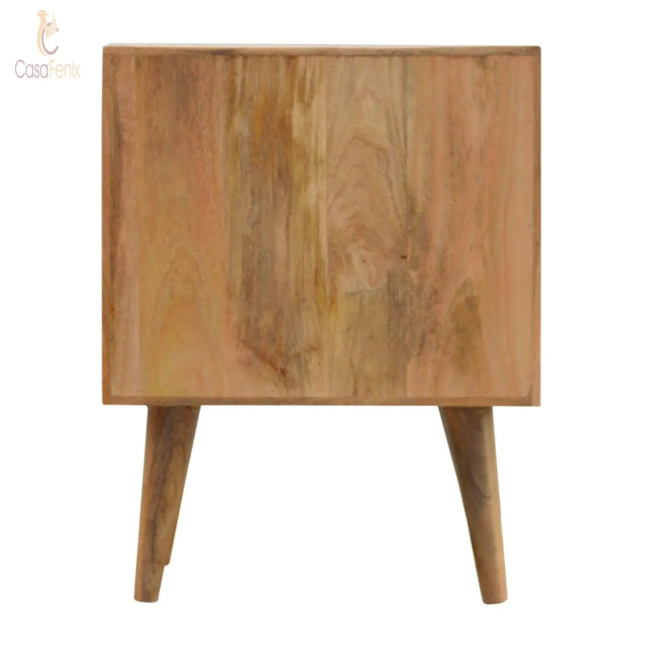 Line Carving Bedside with 2 Drawers - CasaFenix