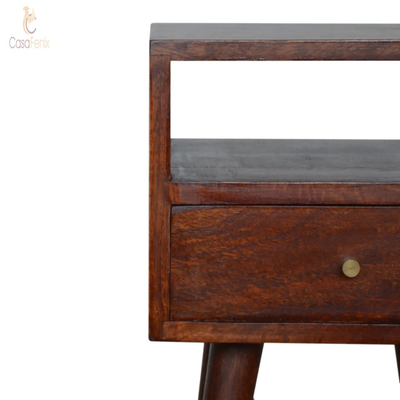 Small Cherry Finish Bedside Table 1 Drawer Solid Wood Chest - CasaFenix