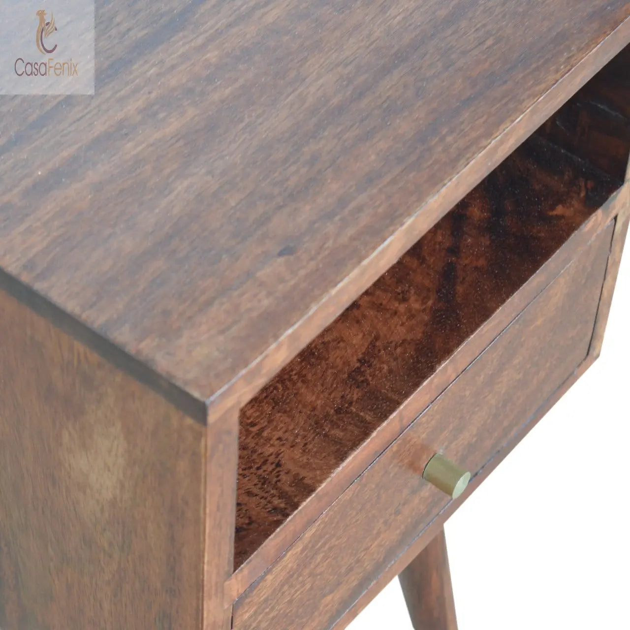 Small Cherry Finish Bedside Table 1 Drawer Solid Wood Chest - CasaFenix