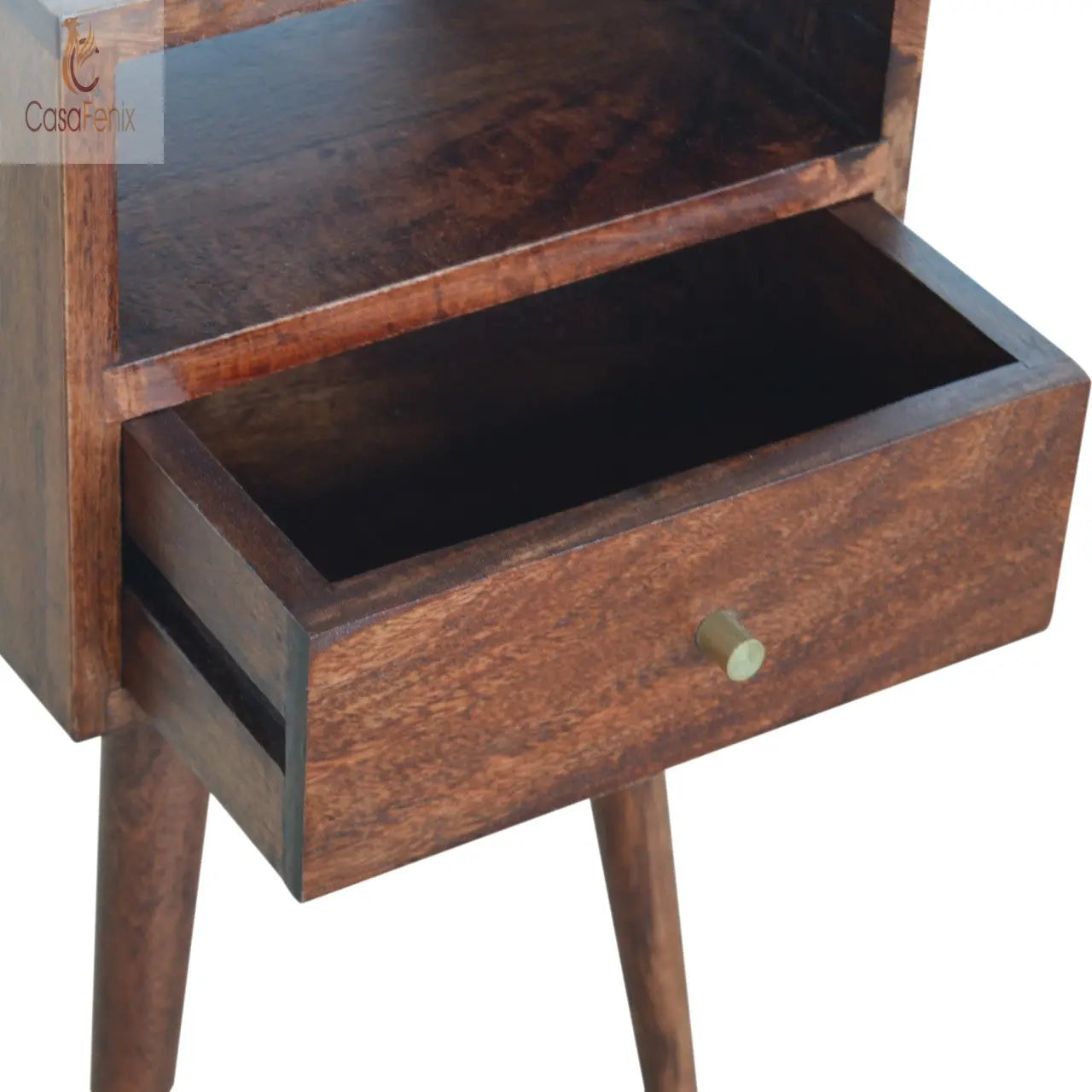 Small Cherry Finish Bedside Table 1 Drawer Solid Wood Chest - CasaFenix