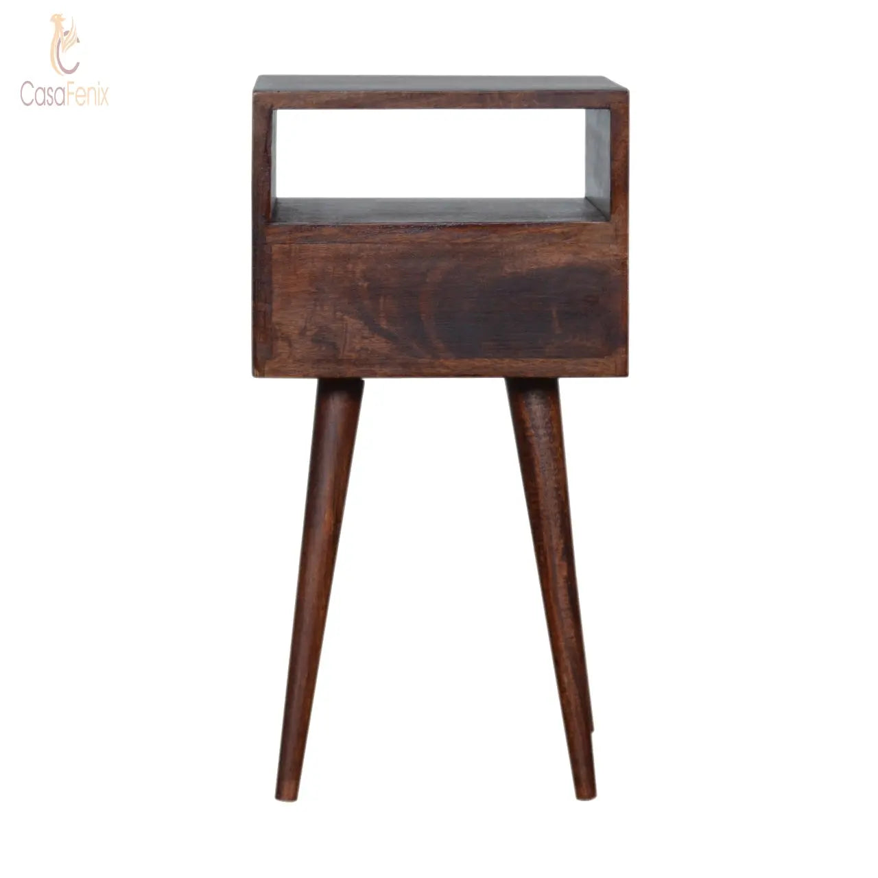 Small Cherry Finish Bedside Table 1 Drawer Solid Wood Chest - CasaFenix