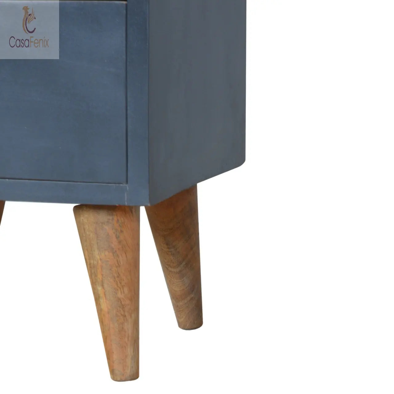 Charcoal Black Hand Painted Bedside Table 2 Drawer Solid Wood Chest - CasaFenix