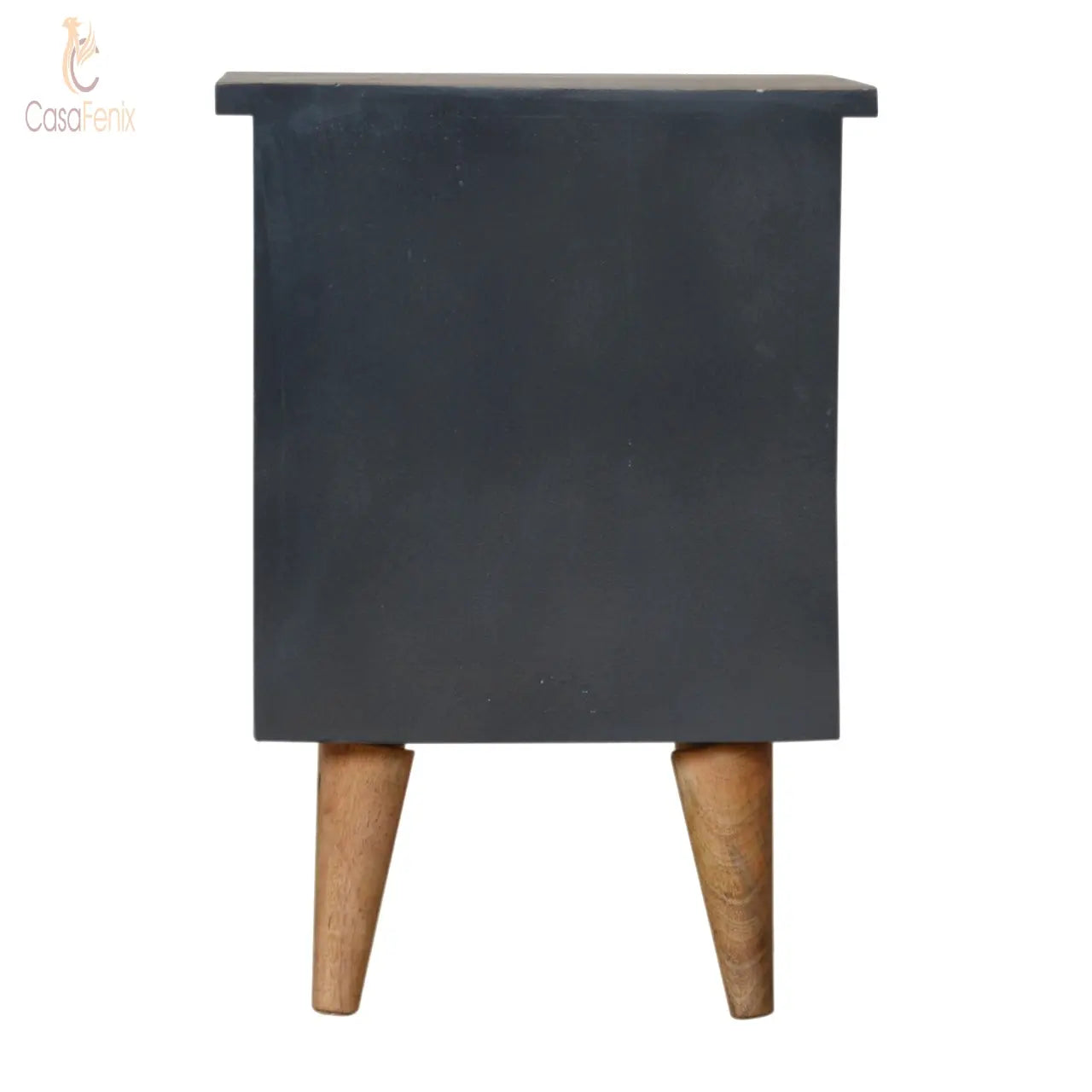 Charcoal Black Hand Painted Bedside Table 2 Drawer Solid Wood Chest - CasaFenix