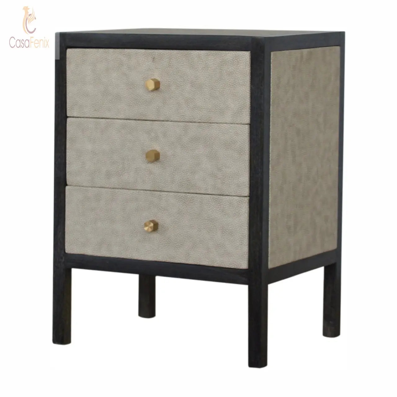 Faux Leather Black Ash Bedside Table / Chest - CasaFenix