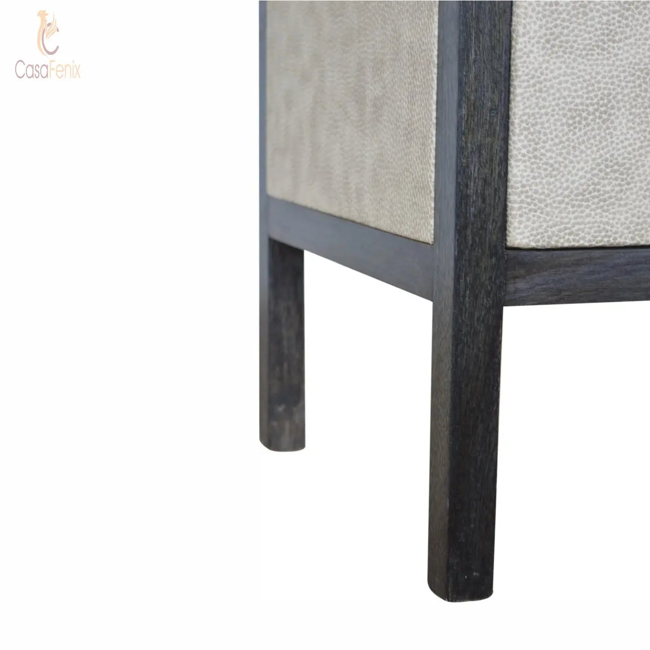 Faux Leather Black Ash Bedside Table / Chest - CasaFenix