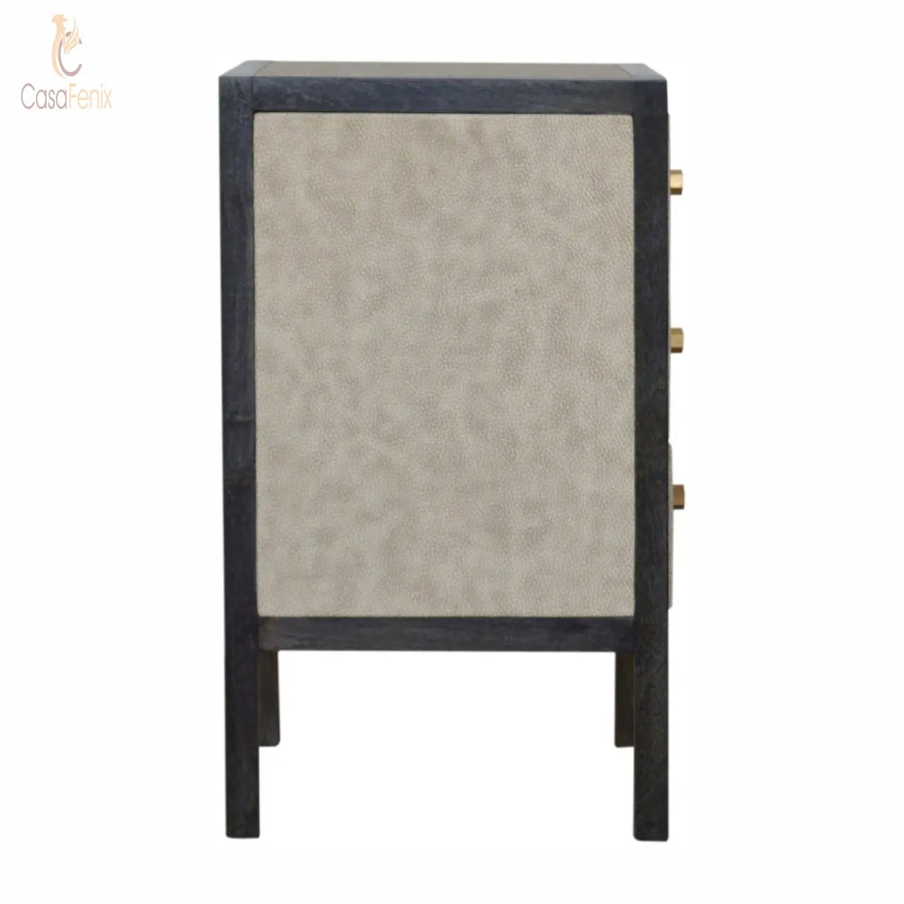Faux Leather Black Ash Bedside Table / Chest - CasaFenix