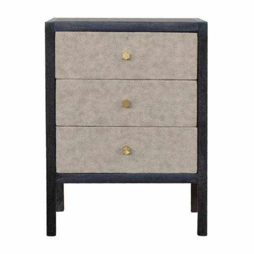 Faux Leather Black Ash Bedside Table / Chest - CasaFenix