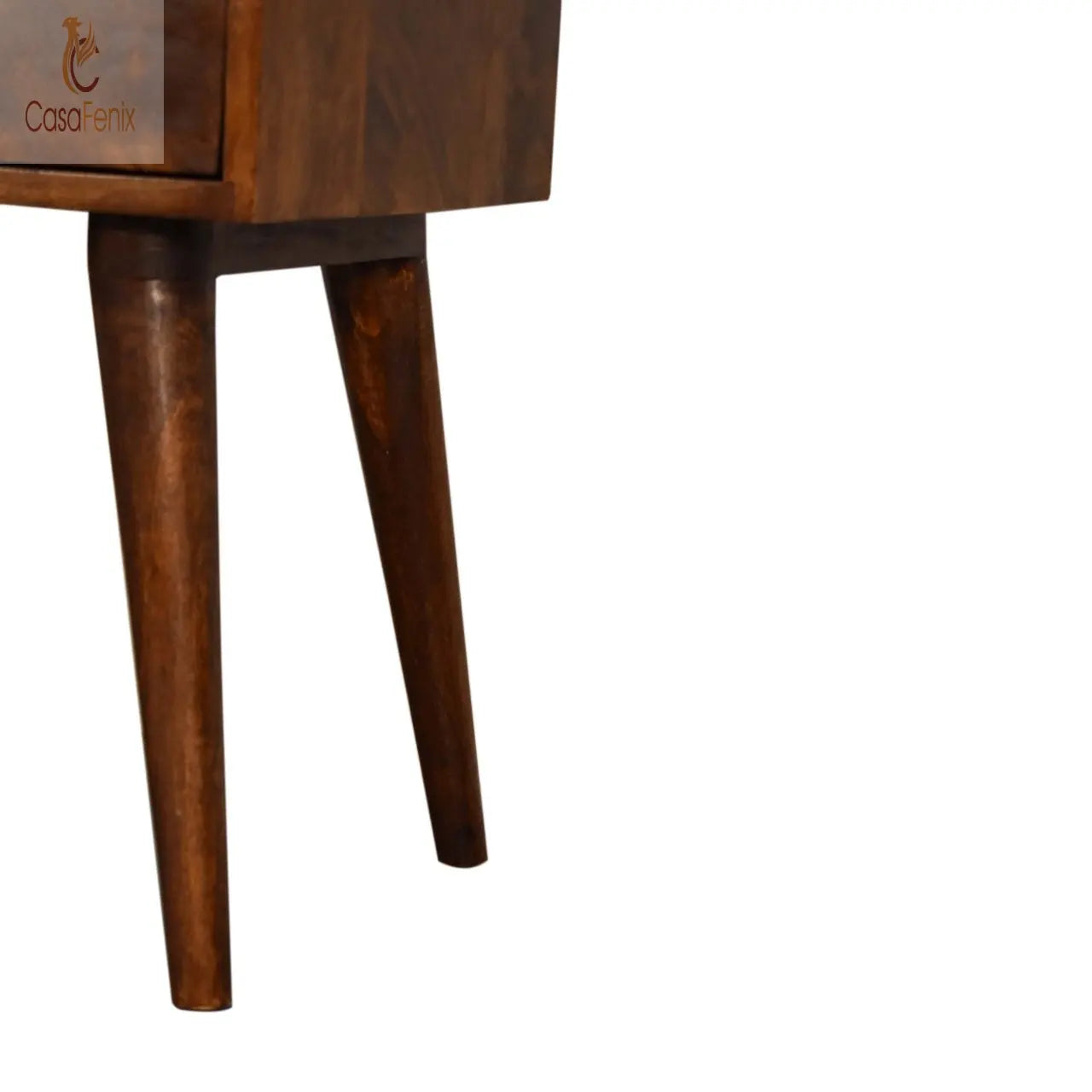 Chestnut Finish Modern Nordic 2 Drawer Bedside Chest Solid Mango Wood - CasaFenix