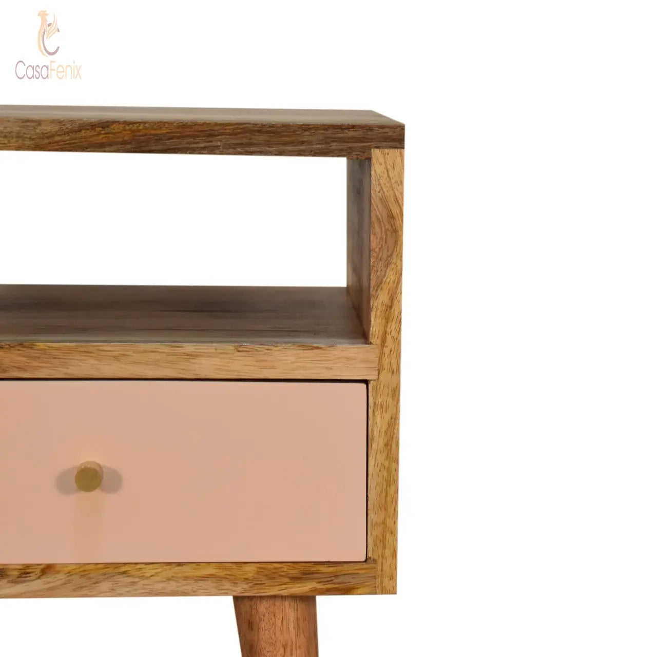Blush Hand Painted Small Bedside Chest in a Nordic Design Solid Mango Wood - CasaFenix