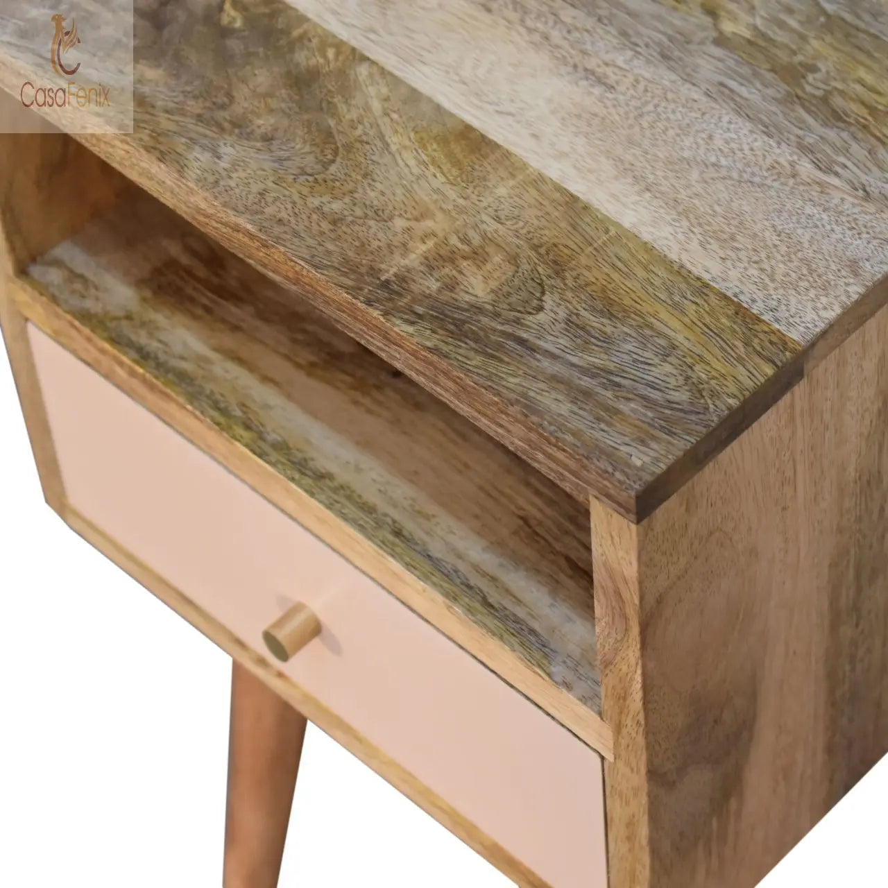 Blush Hand Painted Small Bedside Chest in a Nordic Design Solid Mango Wood - CasaFenix