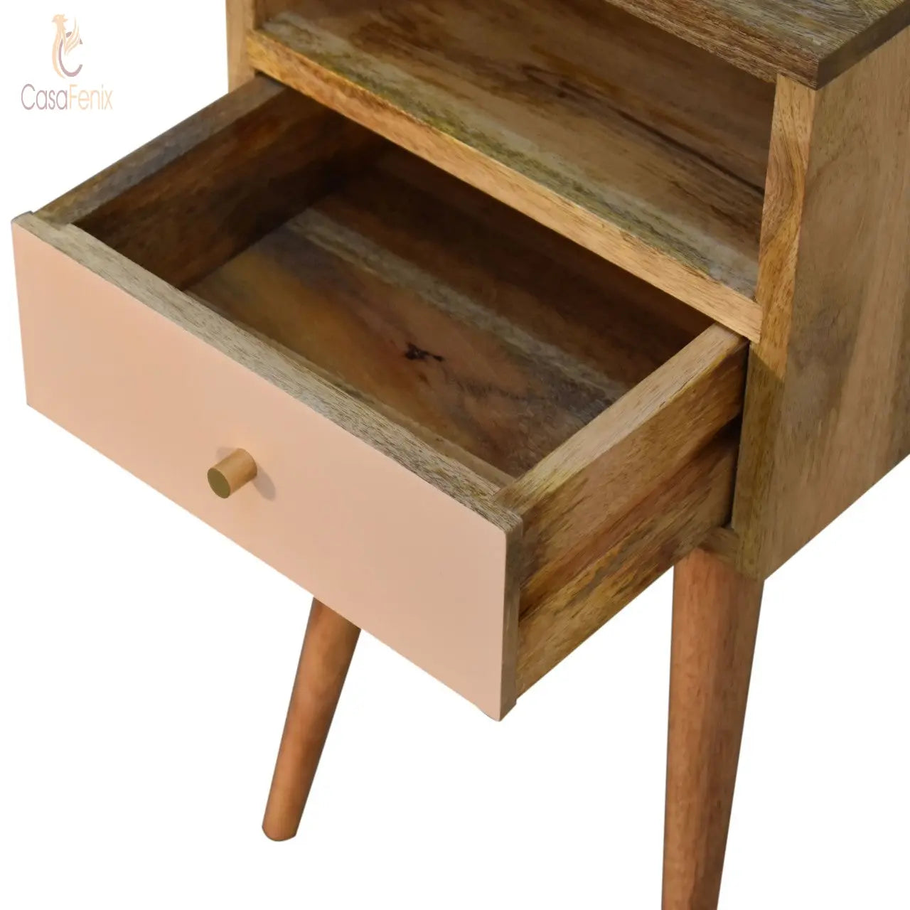 Blush Hand Painted Small Bedside Chest in a Nordic Design Solid Mango Wood - CasaFenix