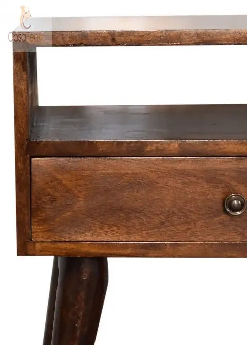 Modern Chestnut Solid Wood Bedside Table 1 Drawer Chest Solid mango Wood - CasaFenix