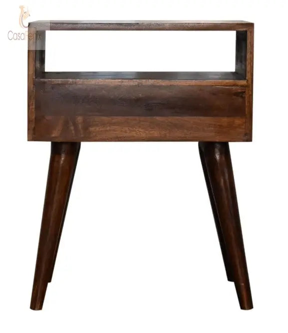Modern Chestnut Solid Wood Bedside Table 1 Drawer Chest Solid mango Wood - CasaFenix