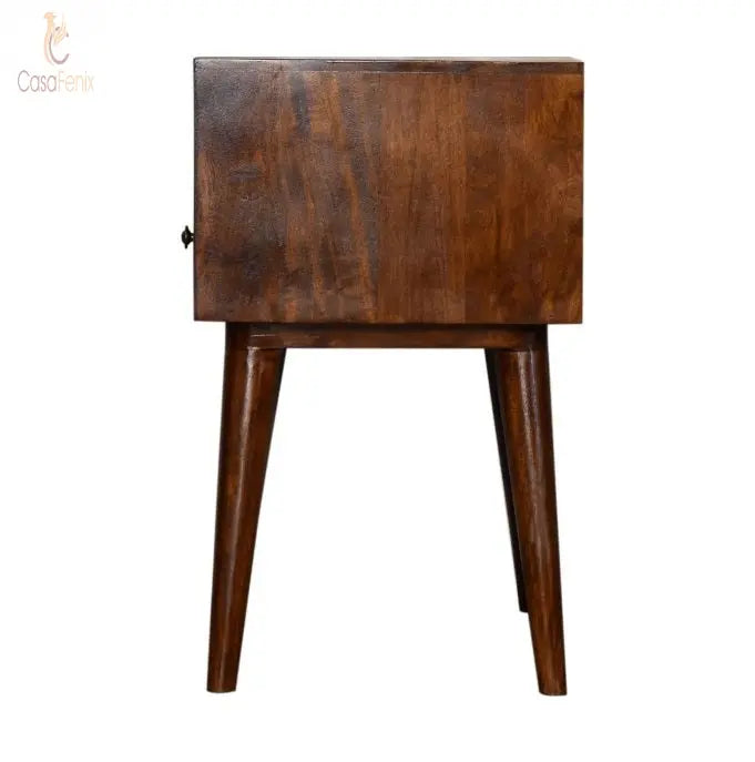 Modern Chestnut Solid Wood Bedside Table 1 Drawer Chest Solid mango Wood - CasaFenix