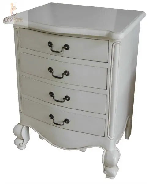 French Louis Bedside Table Four Drawer Chest Solid Mahogany - CasaFenix