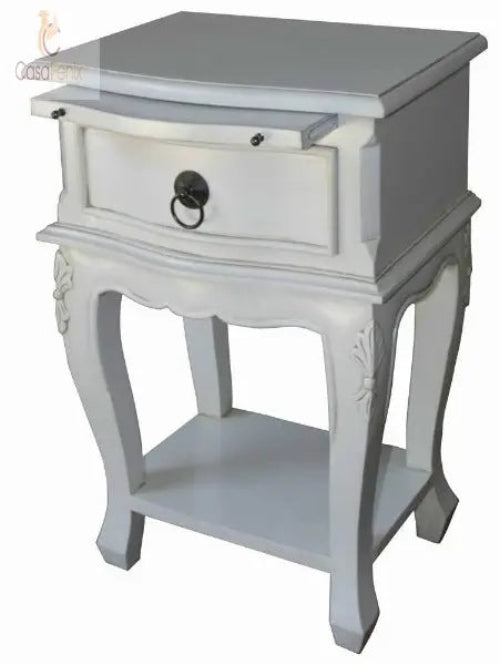 French Style Bedside Stand / Table One Drawer Chest Solid Mahogany - CasaFenix