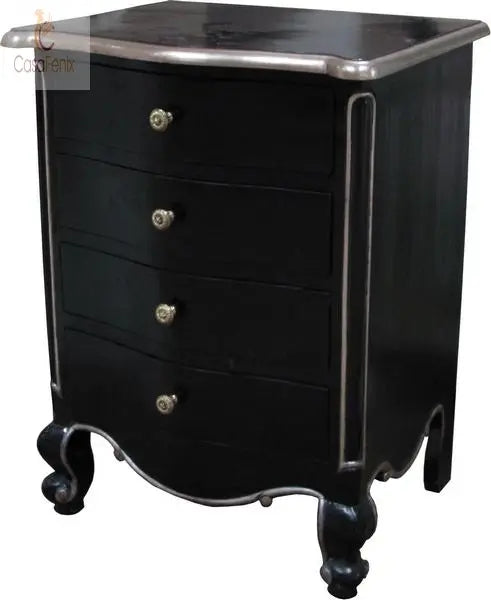 French Louis Bedside Table Four Drawer Chest Solid Mahogany - CasaFenix