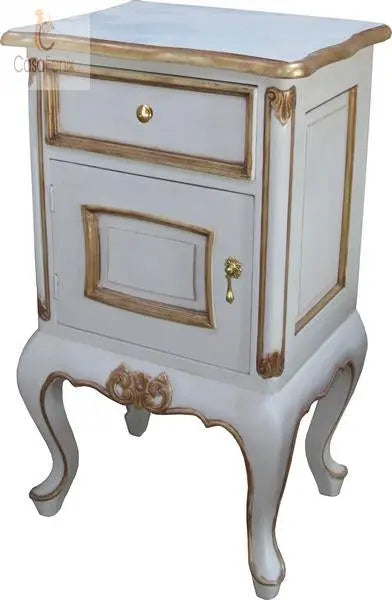 French Style Bedside Table One Drawer Chest one Door Cupboard Solid Mahogany - CasaFenix