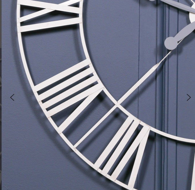 Extra Large Vintage Cream Wall Clock with Twist Metal Frame — 110cm clock CasaFenix