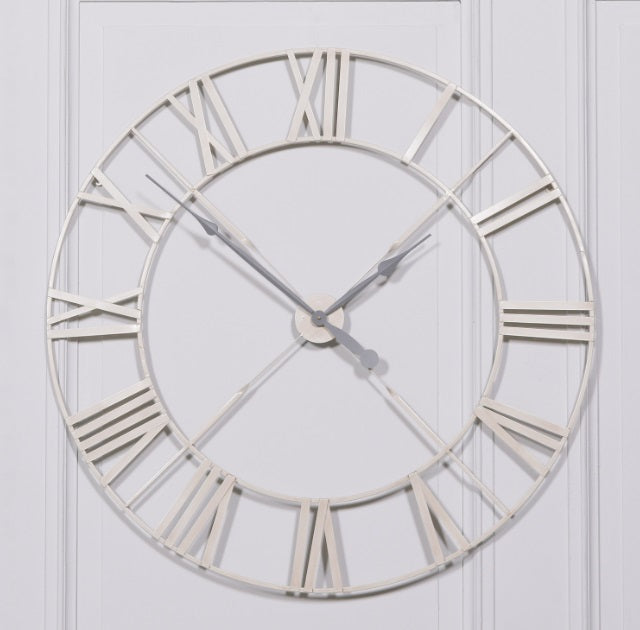 Extra Large Vintage Cream Wall Clock with Twist Metal Frame — 110cm clock CasaFenix