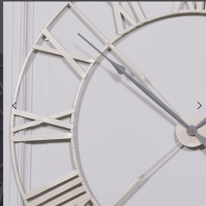 Extra Large Vintage Cream Wall Clock with Twist Metal Frame — 110cm clock CasaFenix