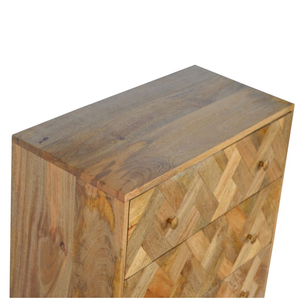 3 Drawer Zig-Zag Patterned Patchwork Chest Chest of drawers CasaFenix
