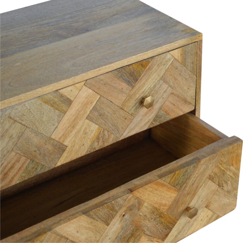 3 Drawer Zig-Zag Patterned Patchwork Chest Chest of drawers CasaFenix