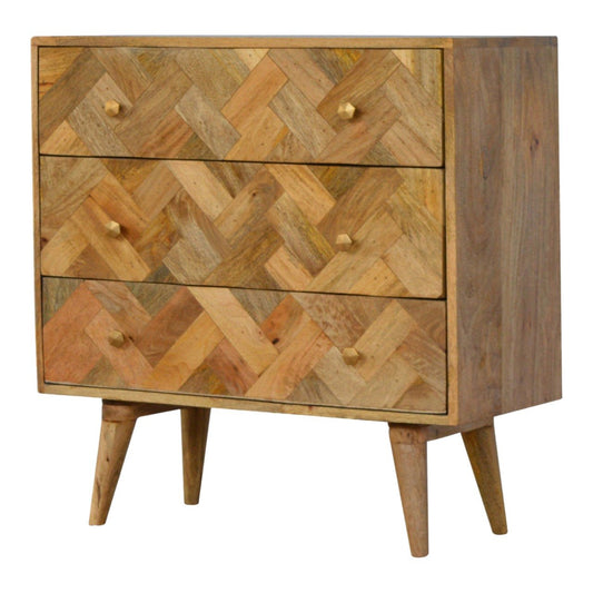 3 Drawer Zig-Zag Patterned Patchwork Chest Chest of drawers CasaFenix