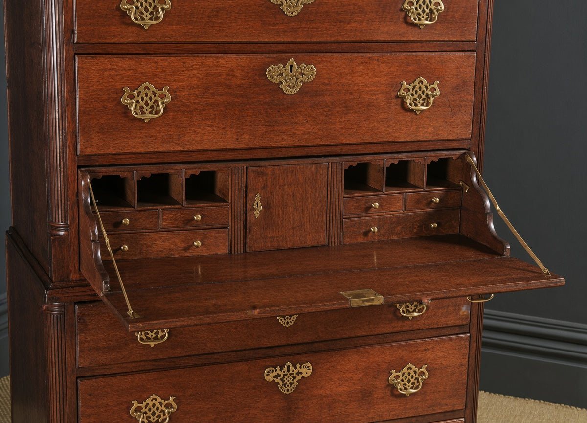Georgian Style Solid Mahogany or Walnut Secretaire Chest on Chest – High Quality Reproduction