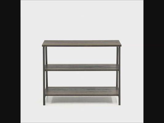 INDUSTRIAL STYLE TV/TRESTLE SHELF SMOKED OAK