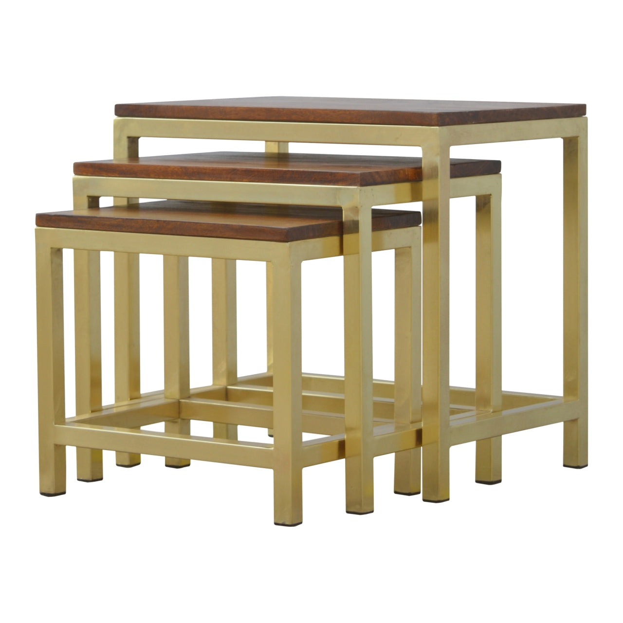 Chunky Gold Stool Set of 3 Nest of tables CasaFenix
