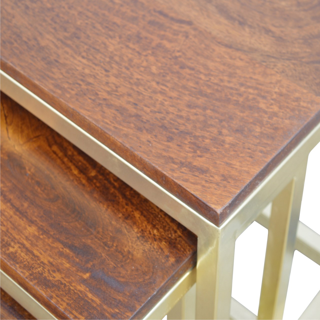 Chunky Gold Stool Set of 3 Nest of tables CasaFenix