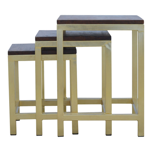 Chunky Gold Stool Set of 3 Nest of tables CasaFenix