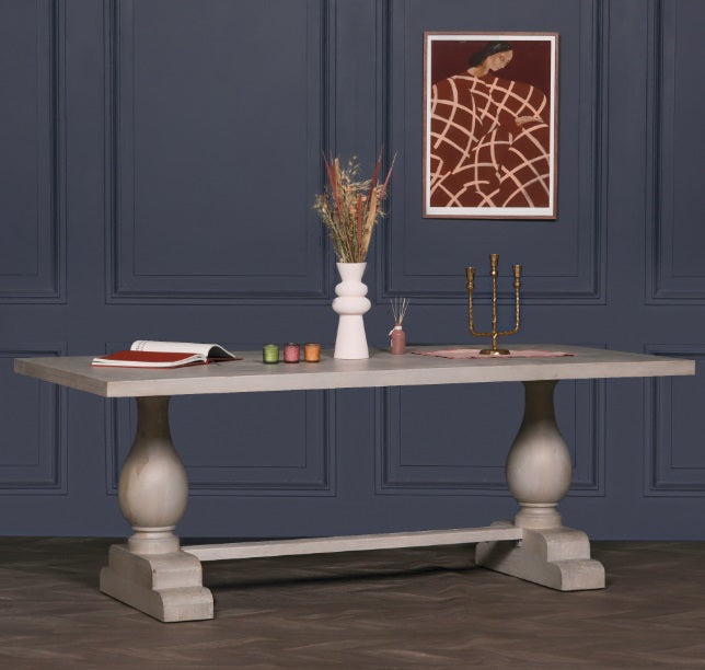 Blanche Mango Wood Rectangular Dining Table with Twin Pedestal Base 210cm Dining table CasaFenix