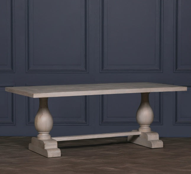 Blanche Mango Wood Rectangular Dining Table with Twin Pedestal Base 210cm Dining table CasaFenix