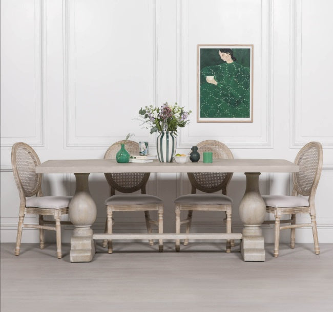 Blanche Mango Wood Rectangular Dining Table with Twin Pedestal Base 210cm Dining table CasaFenix