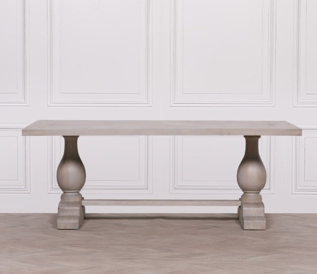 Blanche Mango Wood Rectangular Dining Table with Twin Pedestal Base 210cm Dining table CasaFenix
