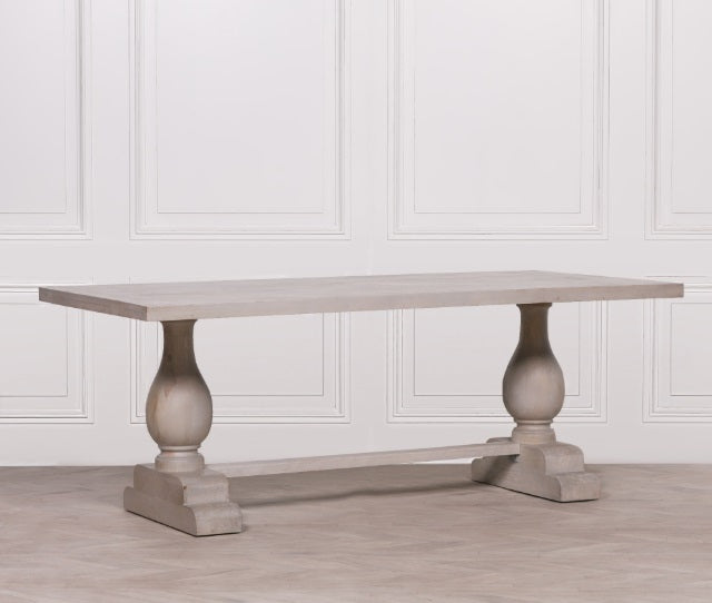 Blanche Mango Wood Rectangular Dining Table with Twin Pedestal Base 210cm Dining table CasaFenix