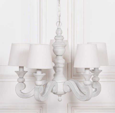 Distressed 5-Branch Chandelier with Shades Chandelier CasaFenix