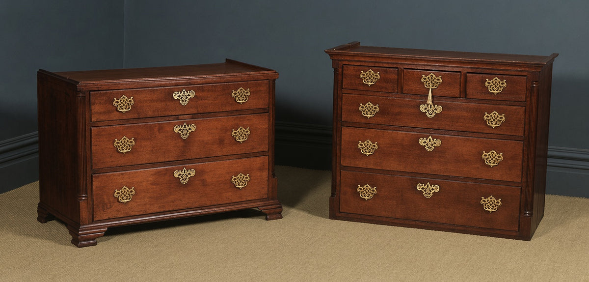 Georgian Style Solid Mahogany or Walnut Secretaire Chest on Chest – High Quality Reproduction