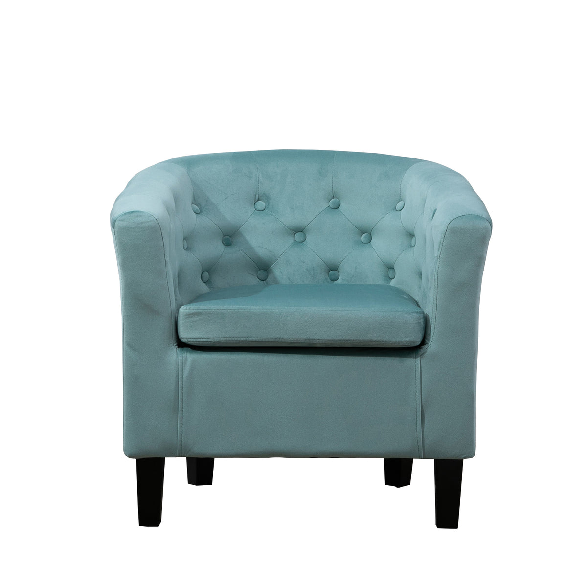 Button Back Fabric Single Tub Arm Chair in black, blue, cream, dark grey, green, mint, pink, silver, teal - CasaFenix