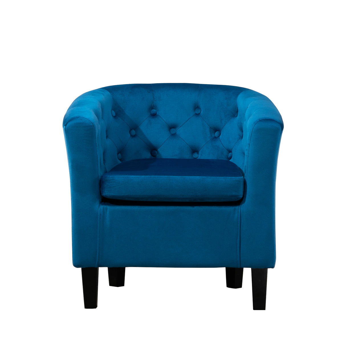 Button Back Fabric Single Tub Arm Chair in black, blue, cream, dark grey, green, mint, pink, silver, teal - CasaFenix