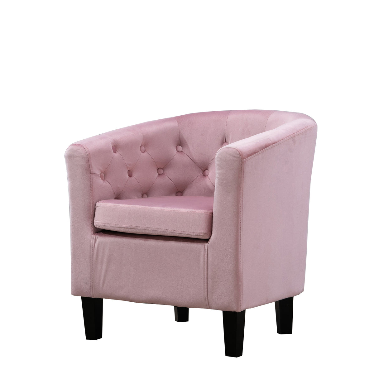 Button Back Fabric Single Tub Arm Chair in black, blue, cream, dark grey, green, mint, pink, silver, teal - CasaFenix