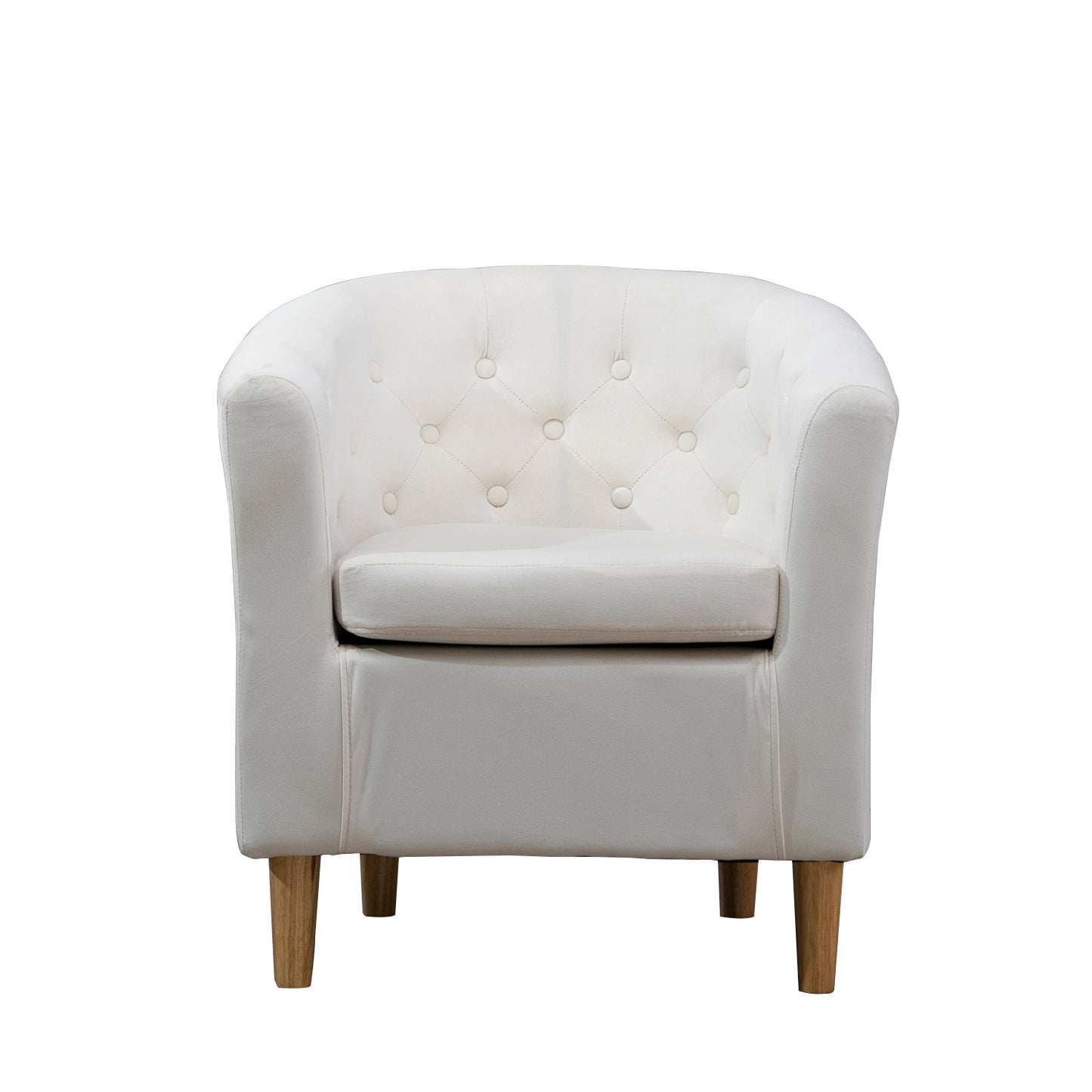 Button Back Fabric Single Tub Arm Chair in black, blue, cream, dark grey, green, mint, pink, silver, teal - CasaFenix