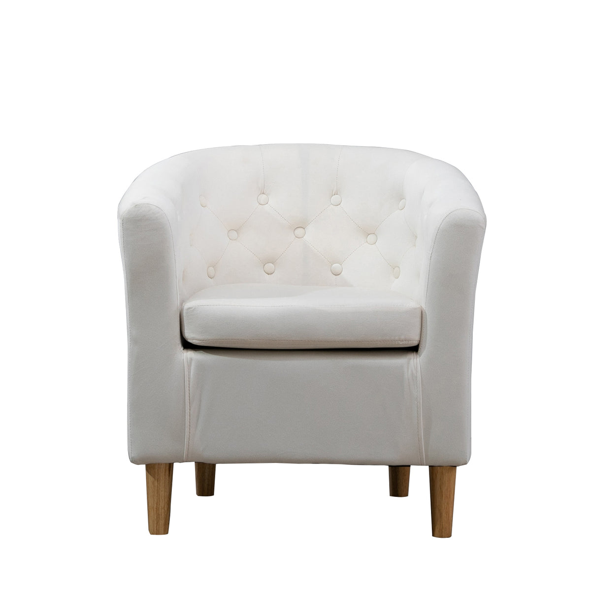 Button Back Fabric Single Tub Arm Chair in black, blue, cream, dark grey, green, mint, pink, silver, teal - CasaFenix