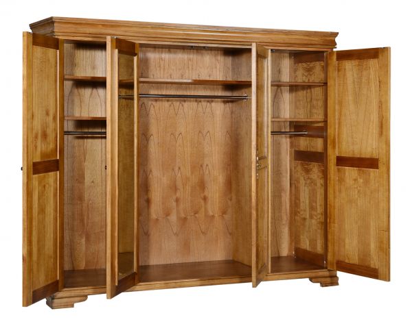 Cheshire Walnut Collection 4 Door Wardrobe With Internal Mirror - CasaFenix