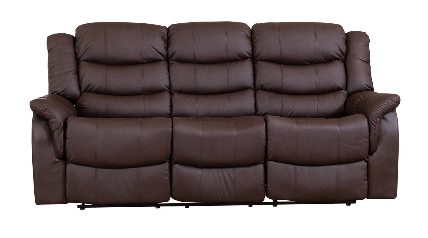 Mid Size Commercial Grade Leather Recliner Sofa Available in Black, Brown, Burgundy, Cream, Grey * - CasaFenix