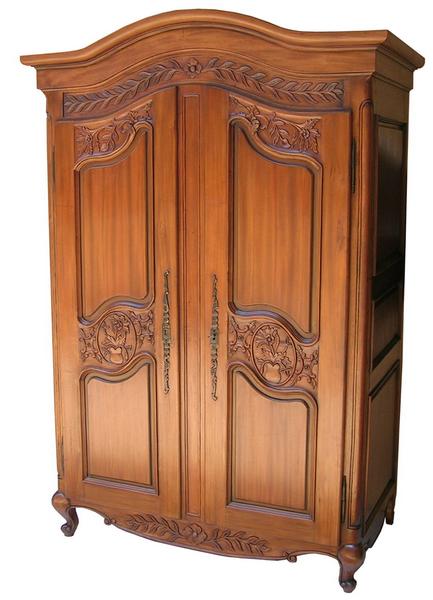 Arch Top Sleigh French 2 Door Armoire Double Wardrobe Solid Mahogany - CasaFenix