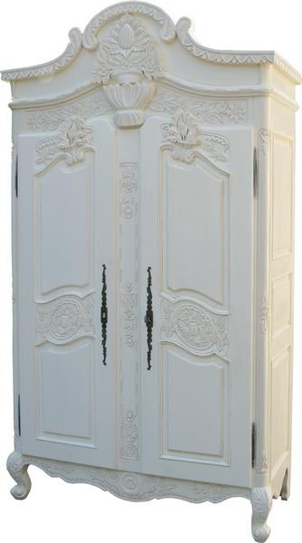 Carved Arch Top Sleigh French 2 Door Armoire Double Wardrobe Solid Mahogany - CasaFenix
