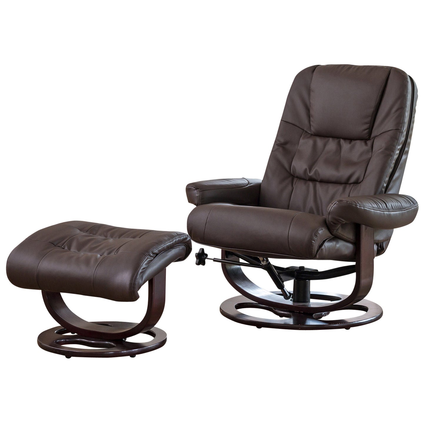 High Backed Swivel Recliner + Footstool Available in black, brown, burgundy, cream, grey. Heat Option - CasaFenix